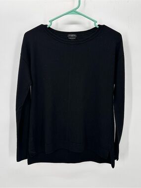 Talbots Black Merino Wool Crewneck Petite Medium Sweater